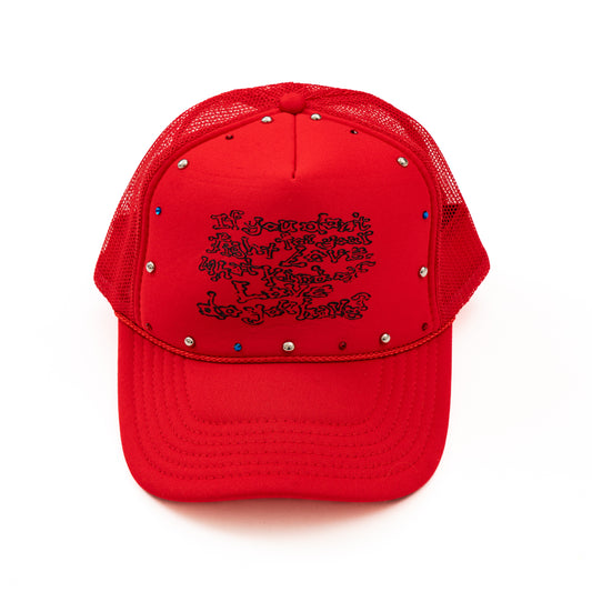 Decide Love Studded Mesh Cap [RED]