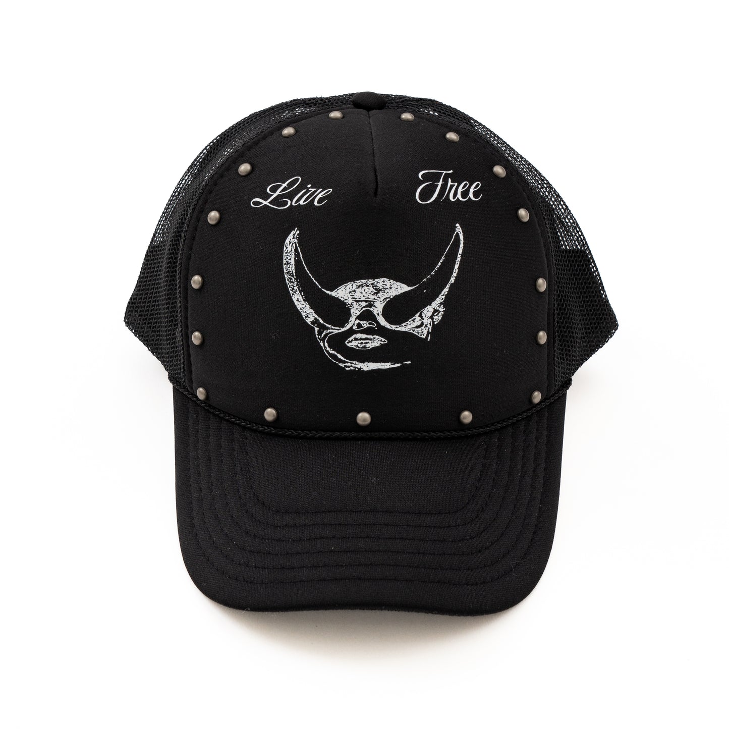 Devil Studded Mesh Cap [ BLACK & WHITE]