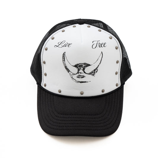 Devil Studded Mesh Cap [ BLACK & WHITE]